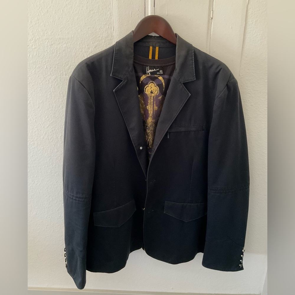 Howe Black Men’s Blazer Jacket with decorative lining - Size 48